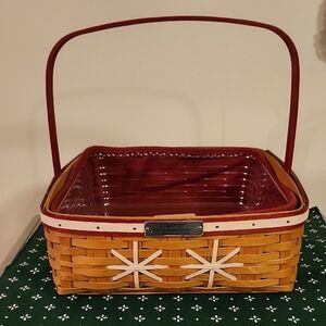 Longaberger Snowflake Cookie Basket with Red Liner